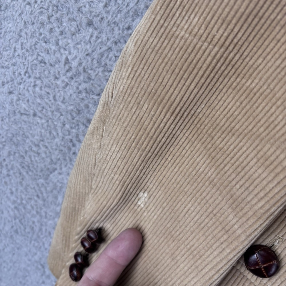 Vintage Christian Dior‎ Corduroy Sport Coat Mens 42L Tan Jacket Leather Button - Picture 6 of 16
